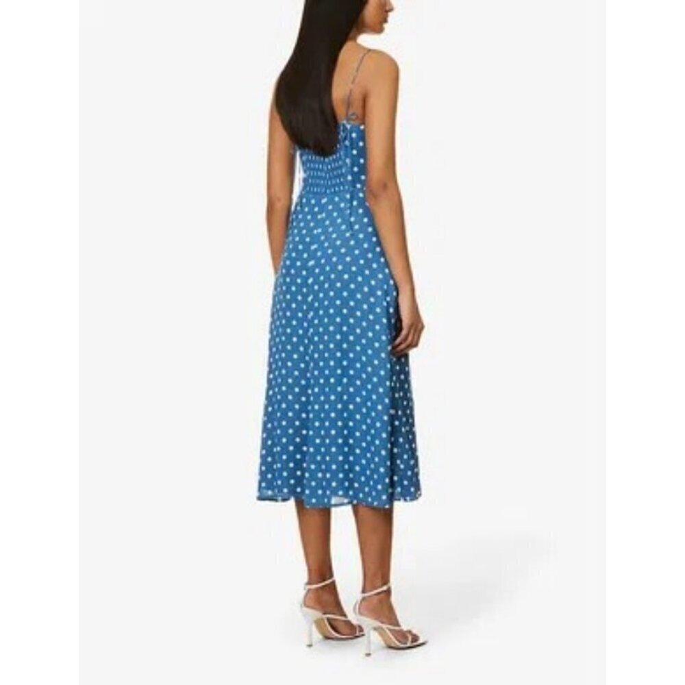 💕REFORMATION💕 Juliette Dress ~ Lazuli Blue Polka Dot Print 6 - Picture 5 of 14